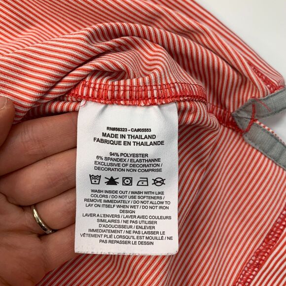 Nike Polo Shirt Men XL Extra Large Orangeade/White Striped Dri Fit Moisture Wick - Picture 8 of 12